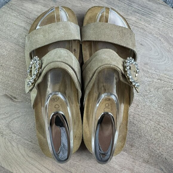 Yokono Beige Suede Ortho+ Sandals With Rhinestone Buckle Size 8 Made in Spain - Picture 7 of 9